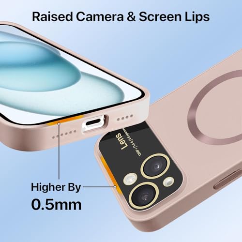 Image of Vaku Luxos Premium Polarized Leather Back Cover for iPhone 15 Plus Texture Full Lens Protection Silicon Case Scratch Resistant Slim Thin Compatible with Mag-Safe - Baby Pink