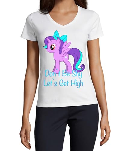 T-shirt Don't Be Shy col en V en coton peigné premium blanc femme M