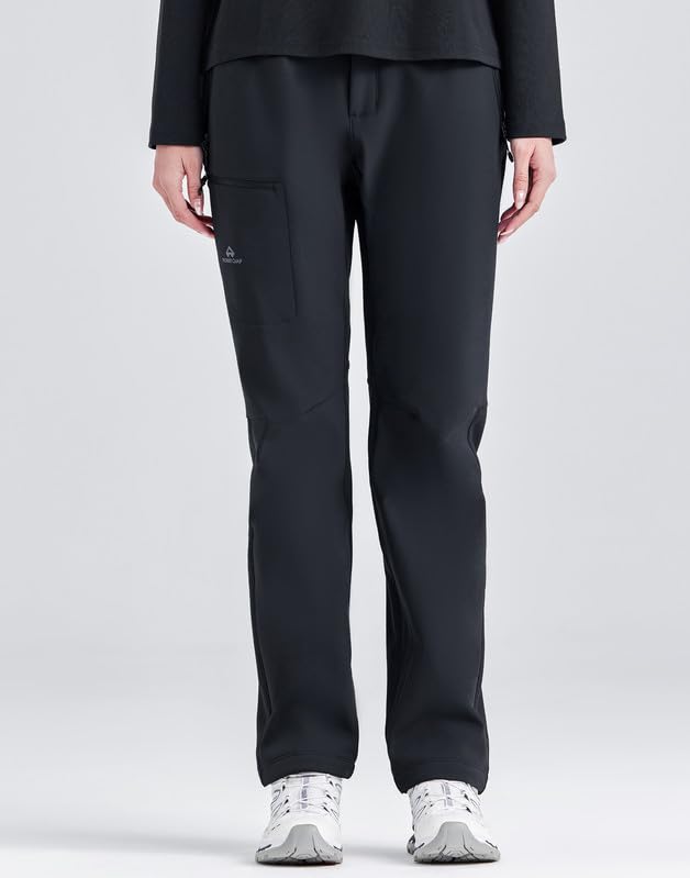 Pioneer Camp Softshellhose Damen Winter Thermo Wanderhose für Frauen Wasserdicht Winddicht Outdoorhose mit 3 Reißverschlusstaschen und Verstellbarer Bund für Herbst Winter