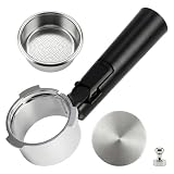 Portafiltro sin fondo de 51 mm con 3 orejas para DeLonghi Dedica EC680/EC685/EC885/EC890, Smeg ECF01, Krups Barista con Puck Screen
