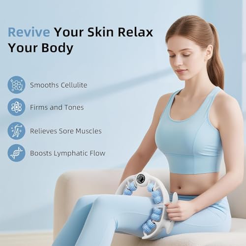 Luxulist Cellulite Massage Roller for Legs, Anti Cellulite Massage Tool with Detachable Handle, Cellulite Remover for Legs, Lymphatic Drainage & Deep Tissue Pain Relief (Blue) — view 2