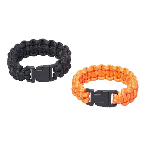 Slokey Armbänder Überlebensarmband 24 x 2,2 cm - Mit Kompass, Pfeife, Notfallmesser und Feuerstarter aus Polyester - Verstellbar und schnell lösbar - Überlebensausrüstung - Schwarz & Orange