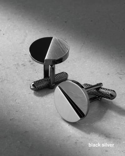 Image of [TAVARAT] Cufflinks for Men cuff links mens classic round shape Black Silver Light Gold Tps-177
