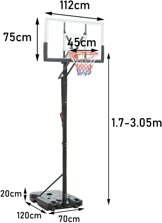 Portable Basketball Stand with Wheels, Liftable Basketball System, Adjustable Height Basketball Stand, Indoor Outdoor Play