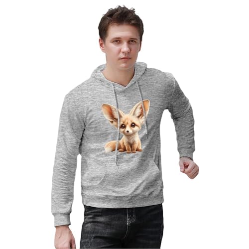 Cute Fennec Fox Unisex Casual Hoodies Long Sleeve Lightweight Pullover Tops Loose Sweatshirt with Pocket4