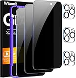 Wiaocit 3 Pack Tempered Glass Privacy Screen Protector for iPhone 16 Pro with 3 Pack Camera Lens Protector, 9H Hardness, Bubble Free, Case Friendly