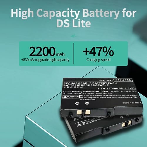 Image of 2200mAh DS Lite Battery, USG-003 Replacement Battery for DS Lite, NDSL Only Game Player B attery New Upgrade (Not for DSi, D S i XL, DSi LL)