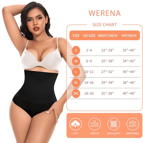 Image of Werena Tummy Control Shapewear Underwear for Women High Waisted Body Shaper Panties Slimming Girdle Shaping Briefs(1#Black(seamless),Large)