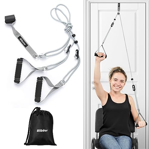 Schultertrainer Pulley für die Physiotherapie zu Hause,Schulter Physiotherapie Seilzug für Rehabilitation,Pulleysystem über der Tür für Arm-Reha-Übungen(Grau)