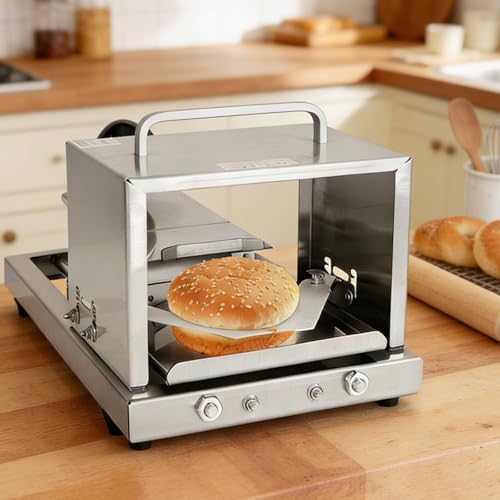 Commercial Burger Buns Slicer Cutters Machine, Manual Stainless Steel Bagel Slicers Push Pull Hamburger Bread Portioning Machine