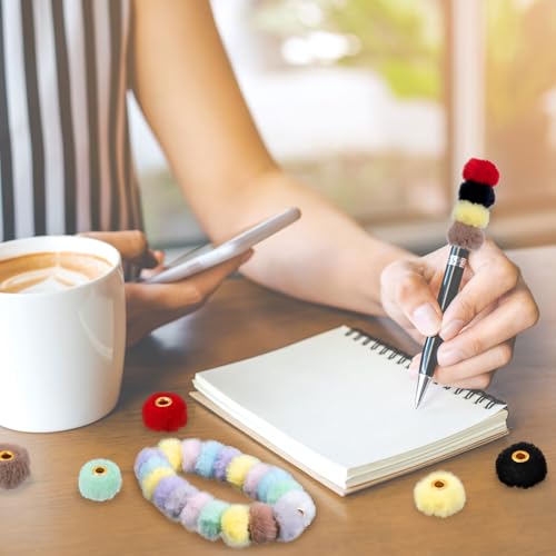 Isslly 40pcs Colorful Soft Fluffy Beads, 0.23in Faux Fur Pom Pom Beads, Fuzzy Spacer for Pens Earrings Keychains Hair Accessories Bag DIY Crafts- 10 Colors - Thumbnail 5