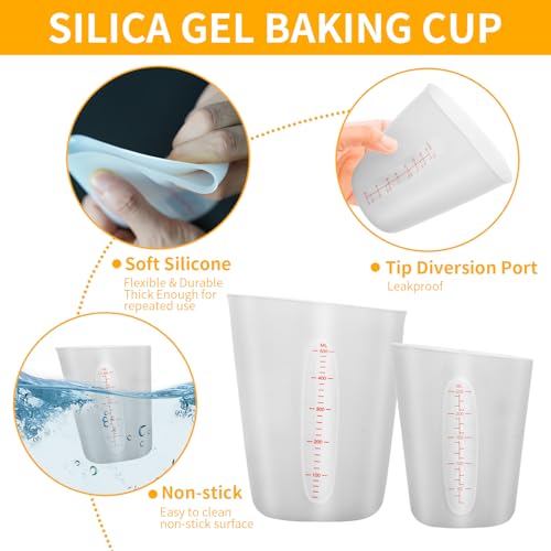 Juego de 3 vasos medidores de silicona flexible miniatura 5