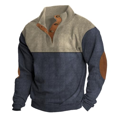 Sudadera sin capucha para hombre con manga larga cuello estampado y ropa casual de invierno