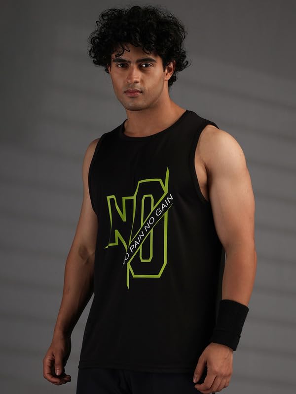 Image of CHKOKKO Tank Tops Sleeveless T-Shirt for Men Dry Fit Vest Gym Wear Graphic Printed Stylish Round Neck Running Sando for Sports Workout Fitness & Casual or Beach Wear