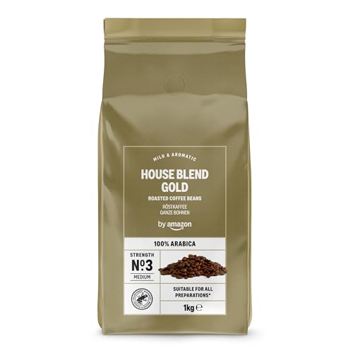 by Amazon House Blend - Granos de café dorados de 1 kg, 1 paquete