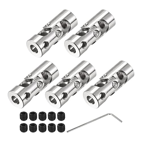 sourcing map 5 Stück Drehbare Kreuzgelenk Wellenkupplung 4mm bis 4mm Innendurchm. L23 x D9 mit Schrauben und Schraubenschlüssel für RC Modell