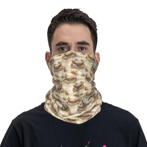 Neck Gaiters for Men Women - Retro Crab Print Head Scarf Balaclava Face Neck Scarf Mask Cover Bandana3