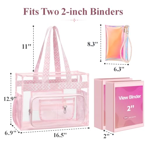 Image of PACKISM Clear Tote Bag for School - Large Heavy Duty Clear Tote for Girls | See Through PVC, Wide Zipper Opening, Front Pocket Keeps Essentials Visible for Students, Class, Work, Daily Carry, Age 12+