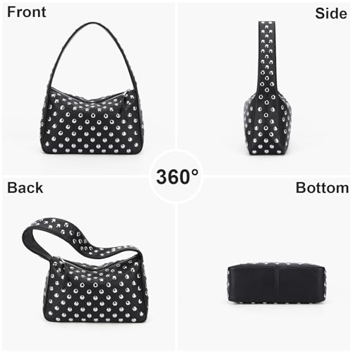 Yfgbcx Studded Purses Black Shoulder Bag Y2K Purse For Women Handbag Soft Leather Fall Purse thumb #3