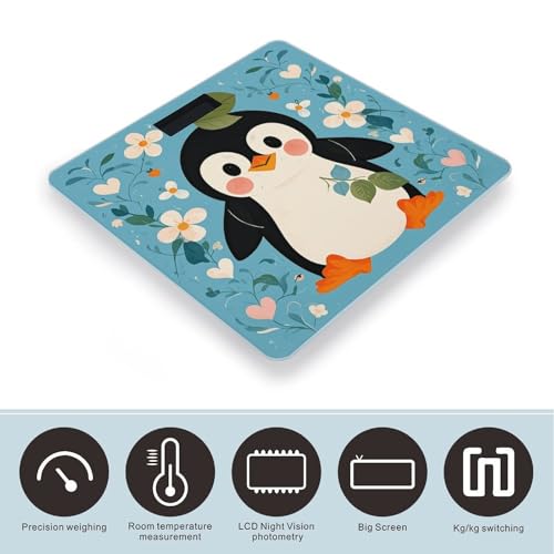 Báscula digital Cute Penguin Print de vidrio templado miniatura 3