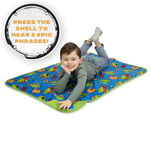 Image of Teenage Mutant Ninja Turtles Musical Warm, Plush, Throw Blanket - Extra Cozy and Comfy for Your Toddler, Blue, Toddler (Pack of 6)