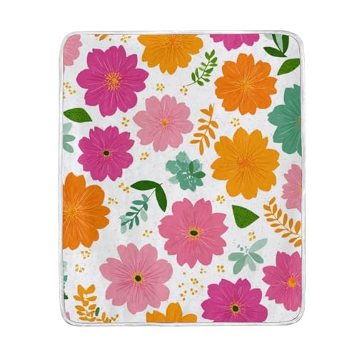 OTVEE Playful Flower Layout Bed Blanket Throw Blanket for Couch Soft & Warm Fluffy Decorative and Giftable Blankets for Women Men, 50'x60'