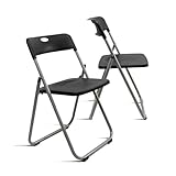 THE SECRET HOME - Pack de 1, 2, 4 y 6 Sillas Plegables de Metal y PP – Alto. 75 cm x Ancho. 49 cm – Asiento Auxiliar para el Hogar - Ideal para Interior/Exterior - Color Negro (2, Negro, 49x75x44)