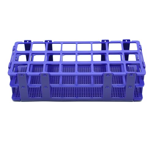 LSVERDE 3 Pcs Plastic Test Tube Rack, 24 Holes with Hole Diameter 25mm, Detachable Lab Test Tube Racks Holder (Blue)