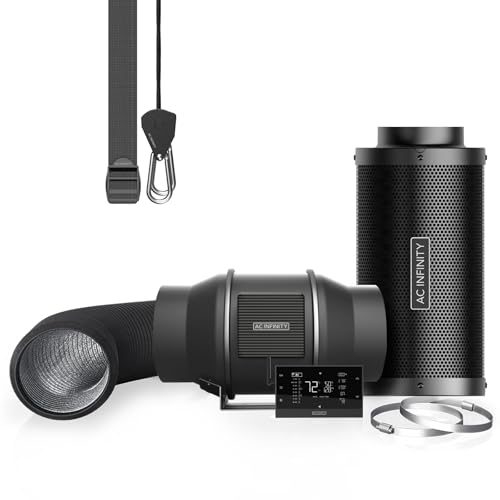 AC Infinity Luftfilter-Set PRO 150 mm – Abluftventilator mit Controller AI+, automatischer Leistungsanpassung, Aktivkohlefilter und Schlauch für Growzelte, Hydrokulturen und Indoor-Gärten