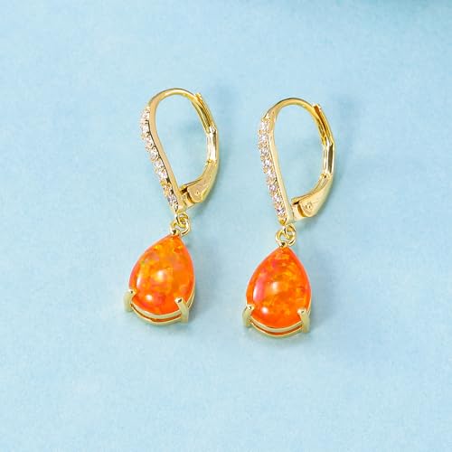 Leverback Opal Dangle Earrings 14k White Gold/Yellow Gold Plated Drop Earrings for Women Teardrop Earrings Elegant Jewelry Gifts2