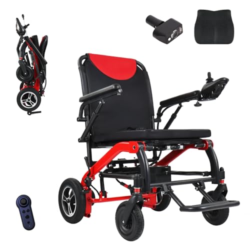Portable Travel Electric Wheelchair for Adults, Compact Lightweight (19Kg Without Battery), 600W Powerful Motor, 12Ah Lithium Battery, Remote Control functionality, with Travel Handlebar