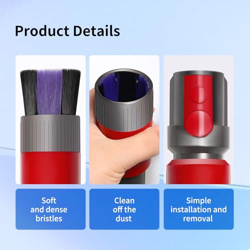 Image of Soft Bristle Dust Brush Compatible with Dyson V7 V8 V10 V11 V15 Vacuum Cleaner - Traceless, Scratch free, Self cleaning, Compact Design for Fine Surfaces, Dust Brush Vacuum Attachment