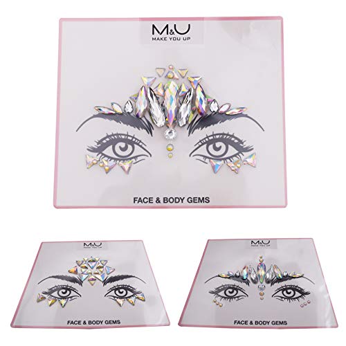 M&U Eye Body Face Gems Jewels Tattoo Body Art Crystals Sticker for Women Festival Music Party Makeup-Pack of 2 (No.3)