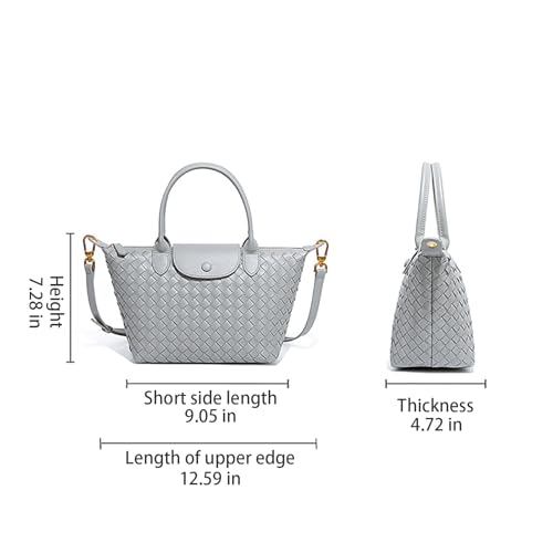 Waiyqju Braided Luxury Women's Leather Tote Top Handle Age Elegant Large Capacity Travel Day Crossbody Bag - Image 3