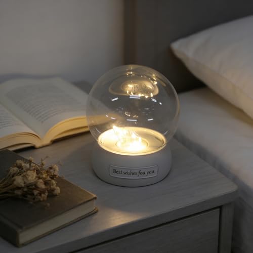 Cúpula decorativa transparente Hemobllo con luces led de hadas y base iluminada 7