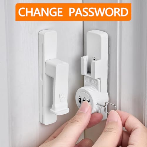 Image of INIRET 2 Packs Matte White 90 Degree Barn Door Lock,Mechanical Password Lock,3 Digit Password Keyless,Flip Latch with Combination,Protect Privacy,for Barn Door,Cabinets,Windows,Garden,Bathroom