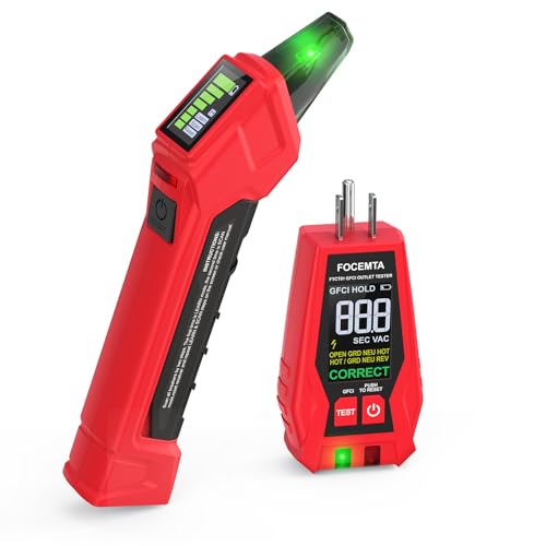 FOCEMTA Circuit Breaker Finder & GFCI Outlet Tester with Digital LCD Display, 90-135V Electrical Circuit Tracer Tool for Electricians/DIY – Lightweight (Includes Batteries & Carrying Case)