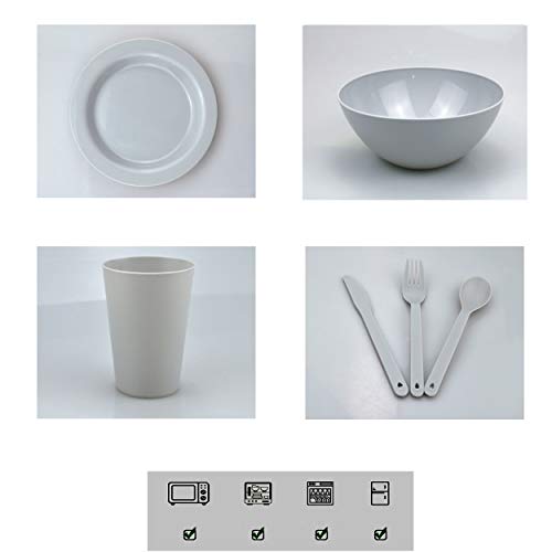 Plastic Plates College Dorm Room Essentials Dishes Set Camping Plates And Bowls Dishes Set Dinnerware Accessories Mess Kit-Microwaveoven Safe Bpa-Free With Mesh Bag-24Pcs #TOP3