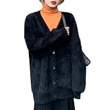 [POGCZMKK] ニット カーディガン レディース セーター トップス 長袖 Ｖネック アウター カットソー ゆったり 体型カバー ふんわり モテ質感 モヘアタッチ 厚手 暖か通勤 ファッション 春 秋 冬