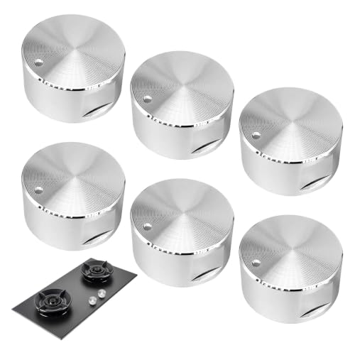YcsRnn 6 PCS Cooker Knobs Oven Knobs Replacement Universal Cooker Knobs for Gas Hob 6 Silver Stove Control Dials with Ergonomic Design and Durable Construction