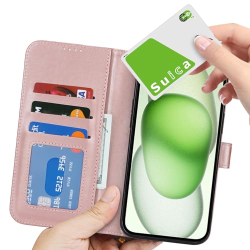Image of for iPhone 15 Plus Case Wallet with Card Holder,for iPhone 14 Plus Wallet Case for Women Men,PU Leather Shockproof Magnetic Buckle Stand Flip Phone Case-Rose Gold