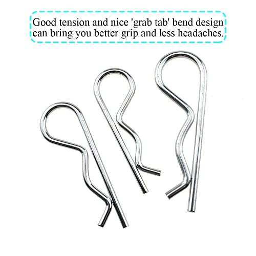 Hao Pro 3 Sizes R Clips Better Grip Hold Tight Pull Easier Convenient Adjusting Quality Carbon Steel Good Tension Hitch Pin Hair Pins Spring Fastener 9 Pieces For Lock System Rc Toy Farm Mower #TOP4