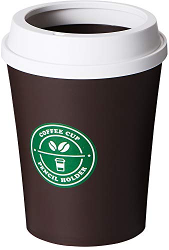 Image of Litem Pencil Holder - a Coffee Cup Style of Pencil Holder for organizing Your Desk with a Simple and Modern Look (5Hx3W, WhiteBrown)