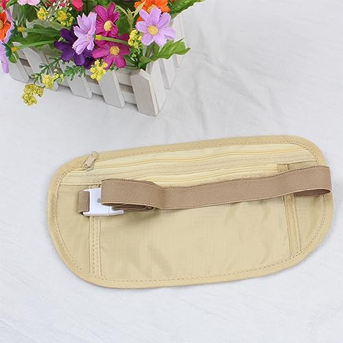Parthan Running Belt Waist Bag,Fitness Travel Anti Theft Waist Bag,Polyester Soft Breathable 2 Front Compartments Elastic Belt Suitable for Sports,Running,Fitness(Khaki) - Image 3