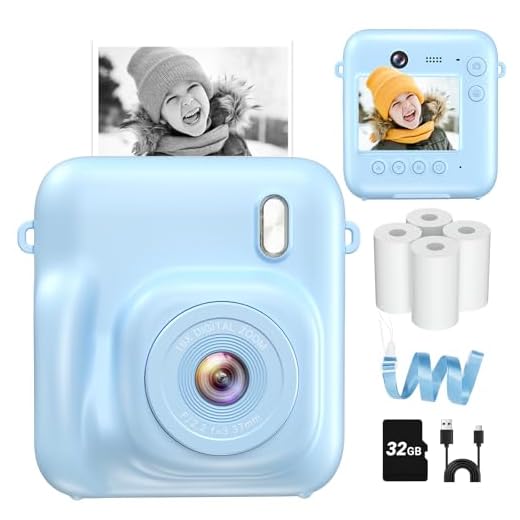 Instant Camera, Dual-Lens Kids Camera Instant Print for Boys Girls Christmas Birthday Gifts, 1080P Digital Cameras for Kids Teens with Print Paper, 32GB Card, Toddle Toy for Age 4-12 Years(Blue)
