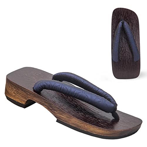 ZMYDZ Japanische Holzschuhe für Herren Sandalen Japan Traditionelle Flip Flops rutschfest Geta Badezimmer Strand Komfort Plus Größe Holzschuhe Hausschuhe Geta-(Size:EUR 48-49,Color:Navy blau) Cover
