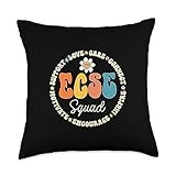 Groovy ECSE Back to School Appreciation WeeK ECSE Squad Early Childhood Special Education SPED Crew Throw Pillow, 18x18, Multicolor