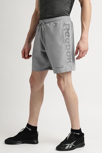 Image of Reebok Men's Polyester Training Shorts - Lightweight Breathable Gym Shorts for Men | Sports Shorts for Men | Workout Fitness Shorts - Elastic Drawcord Waistband