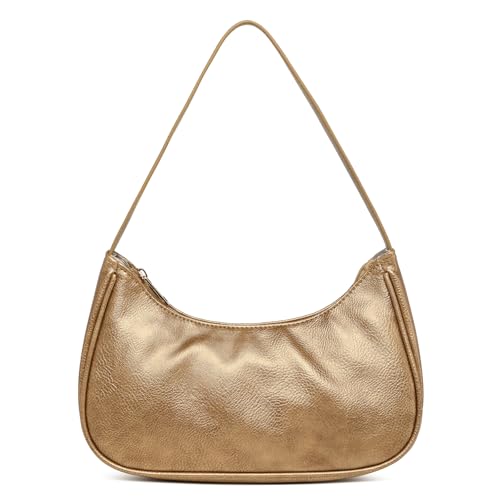 Afashor Shoulder Bags for Women Vegan Leather Hobo Sling Tote Handbag Retro Clutch Purse with Zipper Closure