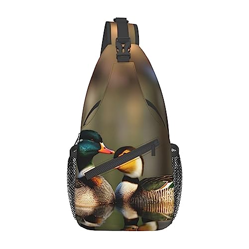 Sac à dos à bandoulière colvert noir homme femme imprimé canards